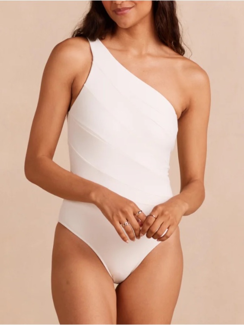 Summersalt $125 The Sidestroke one Piece Swimsuit White Sand Womens 4 NWOT